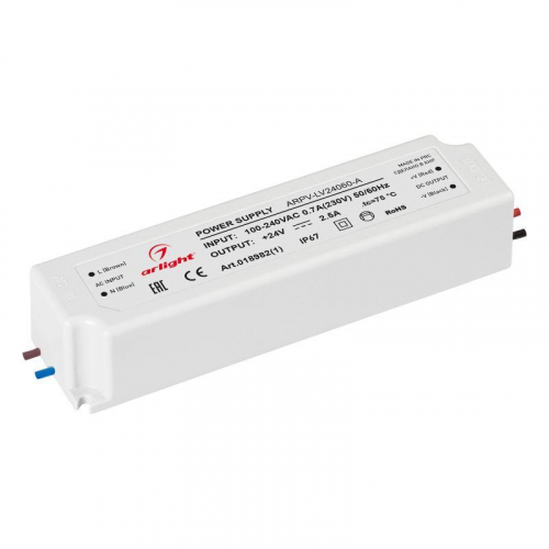 Блок питания ARPV-LV24060-A 24В 2.5А 60Вт IP67 пластик Arlight 018982(1)