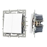 Механизм выключателя двухклавишный проходной SWT-MKP2-PL-WH (250В 16А) Arlight 043727