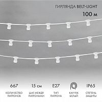 Гирлянда "Белт Лайт" 2жил. шаг 15см патроны E27 1320Вт IP65 влагостойкая провод бел. (уп.100м) Neon-Night 331-251