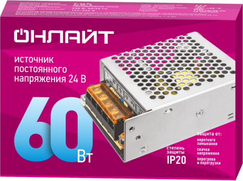 Драйвер для светодиодной ленты 90 640 OD-P60-IP20-24V ОНЛАЙТ 90640 фото 2