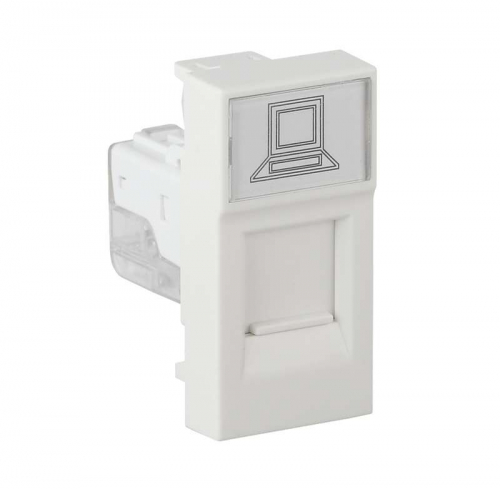 Розетка компьютерная 1-м RJ45 1А IP20 45х22.5 модульная бел. Ruvinil АДЛ 13-902 Розетка компьютерная 1-м RJ45 1А IP20 45х22.5 модульная бел. Ruvinil АДЛ 13-902