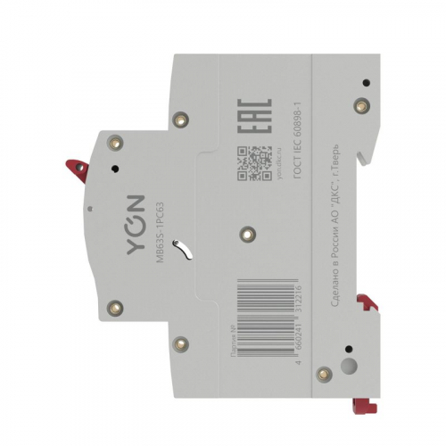 Выключатель автоматический модульный YON MB63 1P характеристика C 63А 4.5кА DKC MB63S-1PC63 фото 4