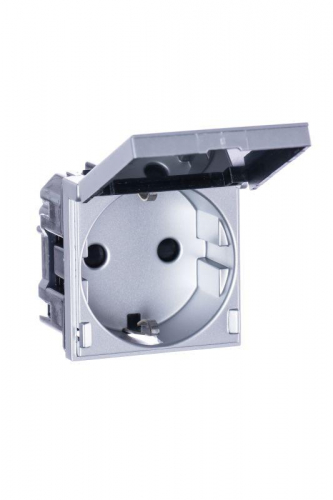 Розетка 1-м СП 2мод. Zenit 16А IP21 250В с заземл. Schuko защ. шторки с крышкой механизм серебр. ABB 2CLA228810N1301 фото 3 Розетка 1-м СП 2мод. Zenit 16А IP21 250В с заземл. Schuko защ. шторки с крышкой механизм серебр. ABB 2CLA228810N1301 фото 3