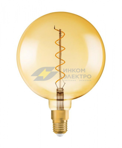 Лампа светодиодная филаментная Vintage 1906 LED dim CL GLOBE200 FIL GOLD 28 dim 5W/820 5Вт тепл. бел. E27 (замена 28Вт) диммир. зол. OSRAM 4058075269729