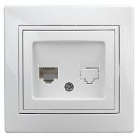Розетка компьютерная 1-м СП Plano 1-303-01 RJ45 IP20 бел. Intro Б0027621