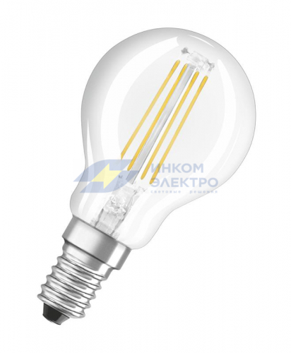 Лампа светодиодная филаментная LED STAR CLASSIC P 40 4W/827 4Вт шар 2700К тепл. бел. E14 470лм 220-240В прозр. стекло OSRAM 4058075068377 фото 2