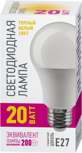 Лампа светодиодная 90 443 OLL-A60-20-230-2.7K-E27-PROMO 20Вт грушевидная 2700К E27 220-240В ОНЛАЙТ 90443 фото 2 Лампа светодиодная 90 443 OLL-A60-20-230-2.7K-E27-PROMO 20Вт грушевидная 2700К E27 220-240В ОНЛАЙТ 90443 фото 2