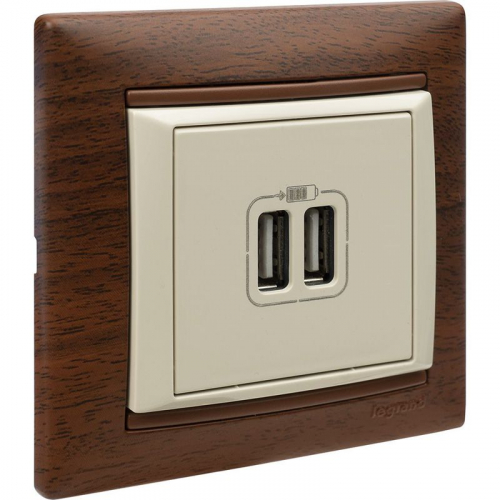 Розетка USB 2-м СП Valena сл. кость IEK 774170 фото 2