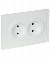 Розетка 2-м СП FORTE&PIANO FP225 10А без заземл. защ. шторки безвинт. крепл. бел. IEK FP-R23-10-1-K01