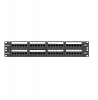 Патч-панель 19дюйм 2U 48 портов кат.6 (класс E) 250МГц RJ45/8P8C 110/KRONE T568A/B неэкран. с органайзерами черн. NIKOMAX NMC-RP48UE2-2U-BK