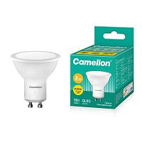 Лампа светодиодная LED7 GU10/830/GU10 7Вт рефлектор матовая 3000К тепл. бел. GU10 490лм 170-265В Camelion 11654