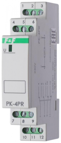 Реле промежуточное PK-4PR/230 (230В AC 1 модуль монтаж на DIN-рейке 4х8А 2NO/NC+2NC IP20) F&F EA06.001.032
