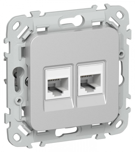 Розетка компьютерная 2-м СП FLITE РК5е-2-0-ФлА RJ45 кат.5E UTP механизм алюм. IEK FI-K22-1-K47