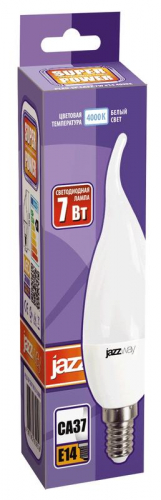 Лампа светодиодная PLED-SP 7Вт CA37 свеча на ветру 4000К нейтр. бел. E14 560лм 175-265В JazzWay 1027917-2 фото 2