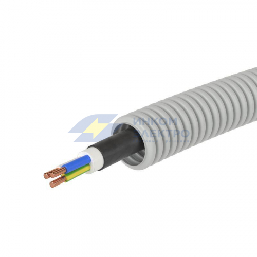 Труба гофрированная ПВХ d16мм с кабелем РЭК &amp;quot;ГОСТ+&amp;quot; ВВГнгLS 3х2.5 сер. (уп.25м) DKC 9S91625 фото 3