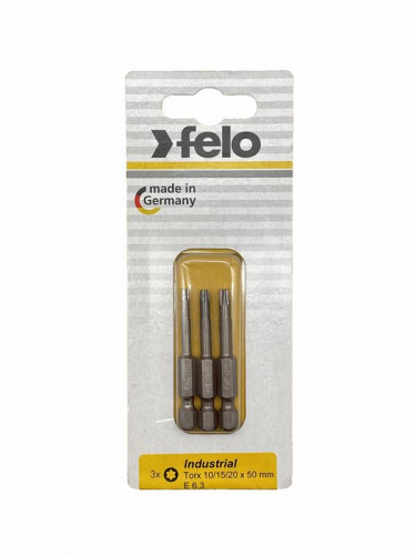 Биты TX10/TX15/TX20 50мм Industrial (блист.3шт) FELO 03693116 Биты TX10/TX15/TX20 50мм Industrial (блист.3шт) FELO 03693116