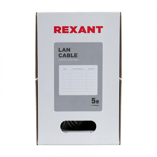 Кабель витая пара U/UTP кат.5E 4х2х24AWG LSZH нг(А)-HF INDOOR SOLID медь оранж. 305м (м) Rexant 01-0049 фото 5