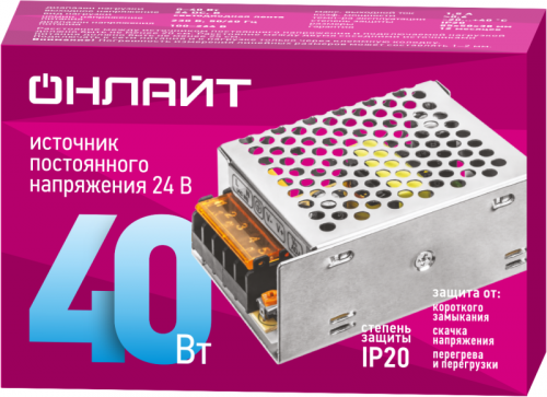 Драйвер для светодиодной ленты 90 639 OD-P40-IP20-24V ОНЛАЙТ 90639 фото 2 Драйвер для светодиодной ленты 90 639 OD-P40-IP20-24V ОНЛАЙТ 90639 фото 2