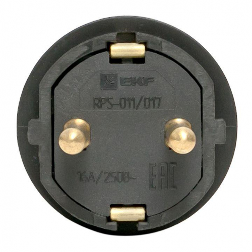 Вилка прямая 16А 2P+PE 230В IP44 каучук черн. EKF RPS-011-16-230-44 фото 3 Вилка прямая 16А 2P+PE 230В IP44 каучук черн. EKF RPS-011-16-230-44 фото 3