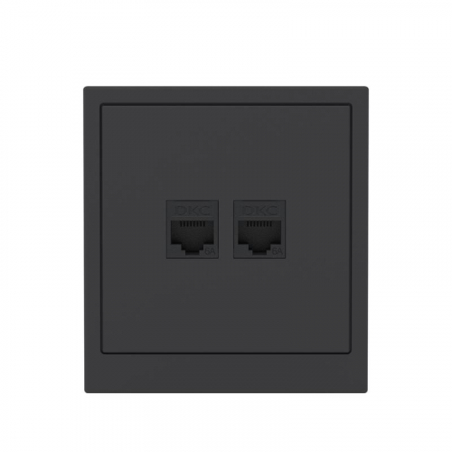 Розетка компьютерная 2-м KANT RJ45 кат.6A без шторки черн. уголь DKC 7012674 фото 6
