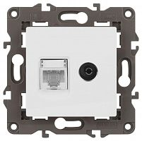 Розетка компьютерная + телевизионная Elegance 14-3110-01М RJ45+TV матов. бел. Эра Б0065767