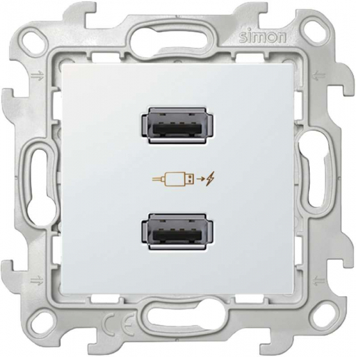Розетка USB 2-м Simon 24 механизм бел. Simon 2411096-030 Розетка USB 2-м Simon 24 механизм бел. Simon 2411096-030