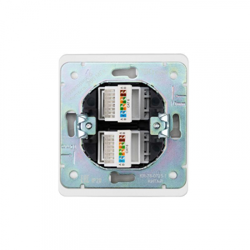 Розетка компьютерная 2-м СП ROUND RJ45 + RJ45 кат.6 IP20 перламутр Kranz KR-78-0725-1 фото 3 Розетка компьютерная 2-м СП ROUND RJ45 + RJ45 кат.6 IP20 перламутр Kranz KR-78-0725-1 фото 3