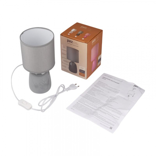 Светильник настольный JH2-02-gy E14 IP20 130х130х255мм керамика; ткань; PVC-пластик сер. JazzWay 5062320 фото 5 Светильник настольный JH2-02-gy E14 IP20 130х130х255мм керамика; ткань; PVC-пластик сер. JazzWay 5062320 фото 5
