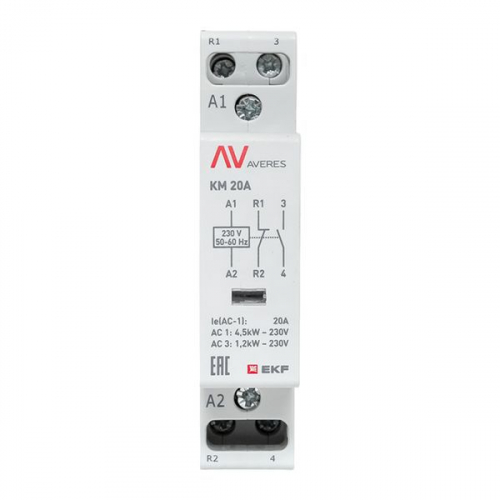 Контактор модульный КМ 20А 1NC+1NO 230В AC (1 мод.) AVERES EKF km-av-1-20-11-230V фото 3 Контактор модульный КМ 20А 1NC+1NO 230В AC (1 мод.) AVERES EKF km-av-1-20-11-230V фото 3