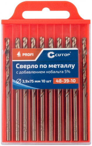 Сверло по металлу ПРОФИ/Profi 3.9х75мм с кобальтом 5% (уп.10шт) Cutop 48-39-10 фото 3