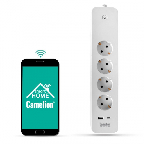 Фильтр сетевой умный Smart Home SZD/SH/4х1.5/WIFI 4гн.1.5м 16А 4000В USB+Type-С WiFi+Счетчик Camelion 14800 фото 3 Фильтр сетевой умный Smart Home SZD/SH/4х1.5/WIFI 4гн.1.5м 16А 4000В USB+Type-С WiFi+Счетчик Camelion 14800 фото 3