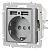 Розетка 1-м СП Accent 6-410-03 16А IP20 250В P+E Schuko + 2хUSB защ. шторки алюм. Intro Б0063694