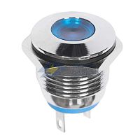 Индикатор металл. d16 12В подсветка син. LED Rexant 36-4811