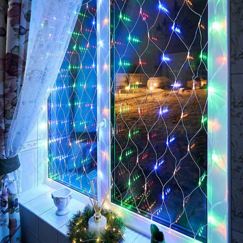 Гирлянда светодиодная "Сеть" 1.5х1.5м 150LED мультиколор 12Вт 220-240В IP20 с контроллером 8 режимов провод ПВХ прозр. Neon-Night 215-129 фото 5 Гирлянда светодиодная "Сеть" 1.5х1.5м 150LED мультиколор 12Вт 220-240В IP20 с контроллером 8 режимов провод ПВХ прозр. Neon-Night 215-129 фото 5