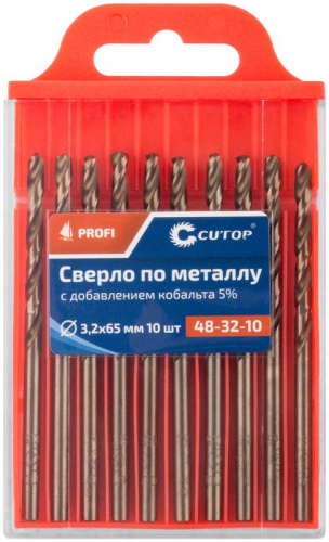 Набор сверл по металлу ПРОФИ/Profi 3.2х65мм с кобальтом 5% (уп.10шт) Cutop 48-32-10 фото 3