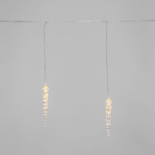 Гирлянда светодиодная "Айсикл" (бахрома) "Сосульки" 1.5х0.25м 10LED тепл. бел. 0.51Вт IP20 провод прозр. Neon-Night 303-067 фото 2