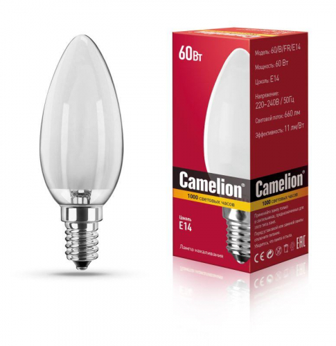 Лампа накаливания MIC B FR 60Вт E14 Camelion 9866 Лампа накаливания MIC B FR 60Вт E14 Camelion 9866