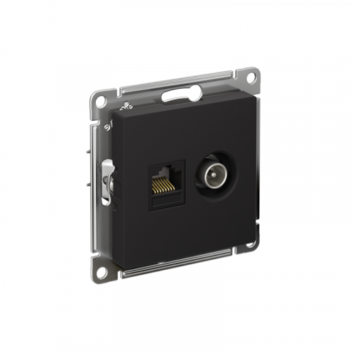 Розетка компьютерная + телевизионная 2-м СП AtlasDesign RJ45 кат.5E + TV механизм карбон SE ATN001089 Розетка компьютерная + телевизионная 2-м СП AtlasDesign RJ45 кат.5E + TV механизм карбон SE ATN001089