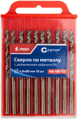 Сверло по металлу ПРОФИ/Profi 4.8х86мм с кобальтом 5% (уп.10шт) Cutop 48-48-10 фото 3 Сверло по металлу ПРОФИ/Profi 4.8х86мм с кобальтом 5% (уп.10шт) Cutop 48-48-10 фото 3