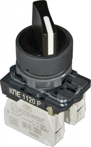 Переключатель КПЕ-1120-Р УХЛ3 2НО+НЗ 10А IP40 рукоятка на 2 положения с фиксацией d посадочного отверст. 22мм черн. ЭЛЬКОМ A8012-79689292