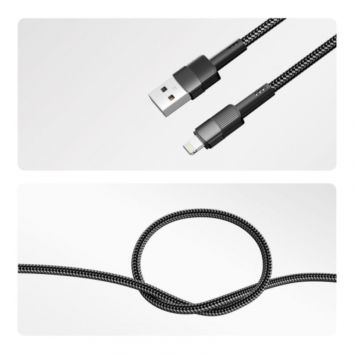 Кабель USB-A-Lightning для Apple 2.4А 1м черн. нейлон. оплетка Rexant 18-7060 фото 3