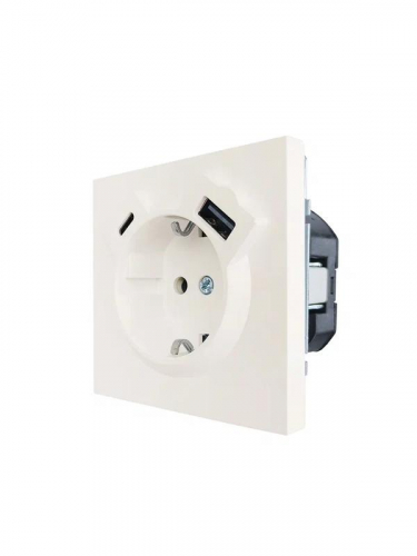 Розетка 1-мест. с/з Type-C+USB разъем СП ZIMA IP20 слон. кость LEZARD 704-9088-181TC фото 2 Розетка 1-мест. с/з Type-C+USB разъем СП ZIMA IP20 слон. кость LEZARD 704-9088-181TC фото 2