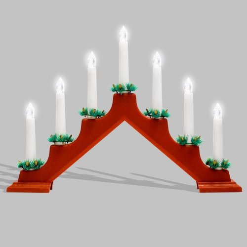 Горка новогодняя 7 свечек (7LED) тепл. бел. 0.5Вт 220-240В IP20 красн. Neon-Night 501-082