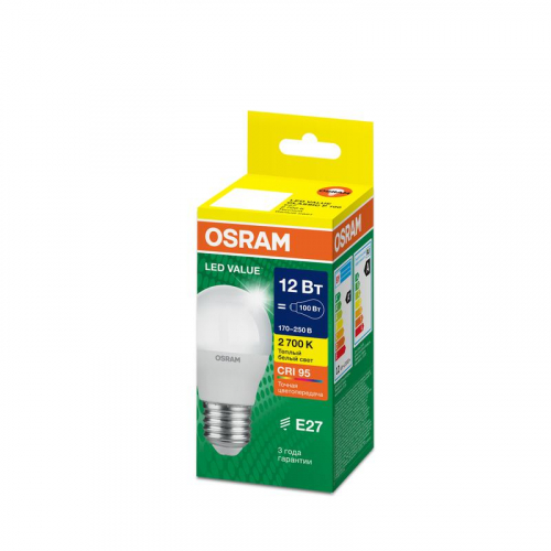 Лампа светодиодная LED G4 Value LVCLP100 12W/927 CRI95 12Вт 2700К 1200лм шар матов. E27 170-250В OSRAM 4099854309083 фото 2