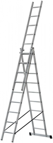 Лестница трехсекционная 3х9 H=257/426/591см 11.18кг алюм. FIT 65434