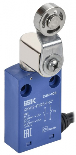 Выключатель концевой C6N-105 IP67 рычаг с метал. роликом IEK KKV12-P105-1-67 Выключатель концевой C6N-105 IP67 рычаг с метал. роликом IEK KKV12-P105-1-67
