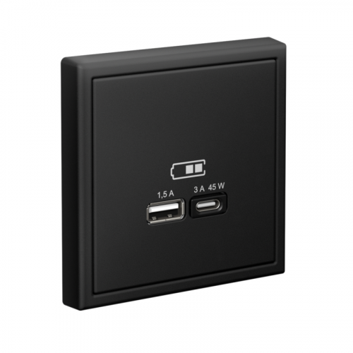 Розетка USB ArtGallery тип A+C 45Вт QC PD высокоскор. ЗУ механизм карбон SE GAL001029 фото 4 Розетка USB ArtGallery тип A+C 45Вт QC PD высокоскор. ЗУ механизм карбон SE GAL001029 фото 4