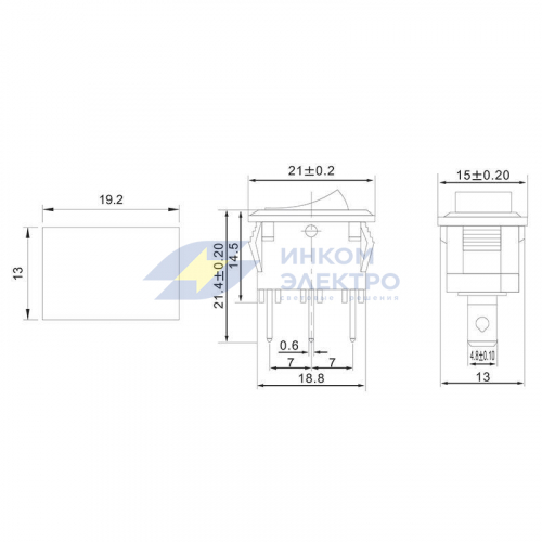 Выключатель клавишный 250В 6А (3с) ON-ON черн. Mini (RWB-202; SC-768) Rexant 36-2130