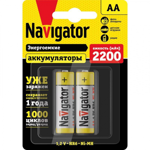 Аккумулятор AA/HR6 94 785 NHR-2200-HR6-RTU-BP2 (блист.2шт) Navigator 94785 Аккумулятор AA/HR6 94 785 NHR-2200-HR6-RTU-BP2 (блист.2шт) Navigator 94785