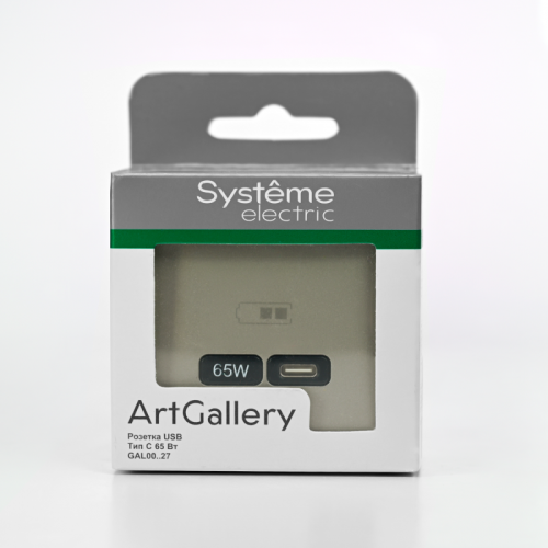 Розетка USB ArtGallery тип C 65Вт QC PD высокоскор. ЗУ механизм шампань SE GAL000527 фото 8